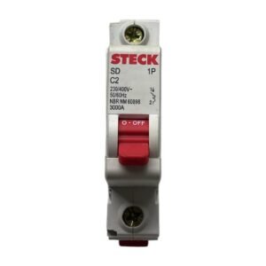 Disjuntor Unipolar 2 Amperes 3kA Steck - Sd1pc2