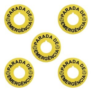 Kit 5 Unidade Etiquetas Botão Emergência 22mm Adequação Nr12