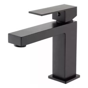 Torneira Monocomando Banheiro Quadrada Baixa Preto Fosco
