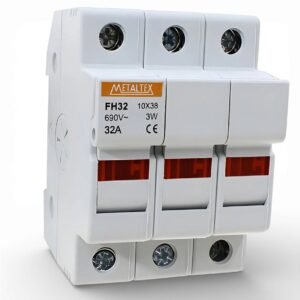 Porta Fusível Cartucho Metaltex 10x38mm 3 Polos 32A